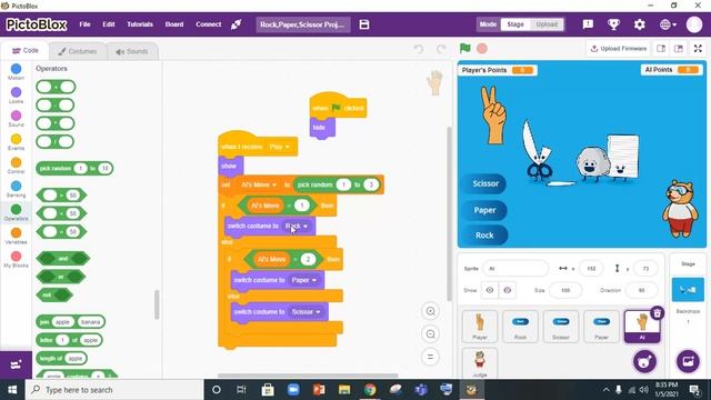 Rock Paper Scissor Game on PictoBlox смотреть онлайн