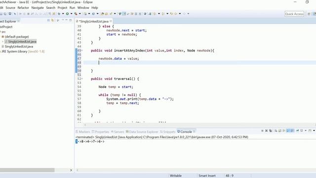 Java program to insertion node at any index in List смотреть онлайн