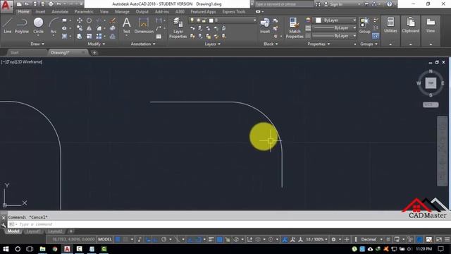 Fillet Command in AutoCAD 2018 смотреть онлайн
