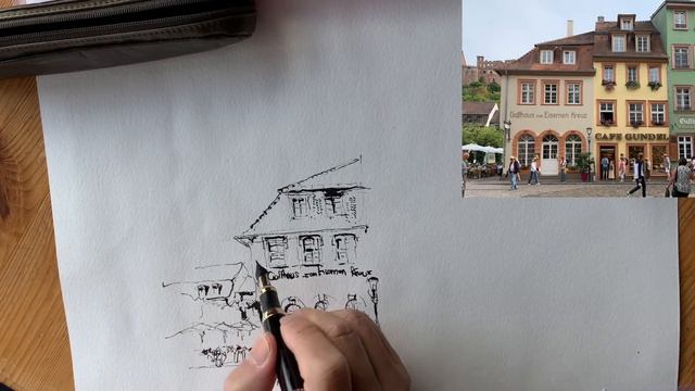 Some lines are better not drawn? /Urban sketching learning/Watercolor and ink sketching/Loose styl смотреть онлайн