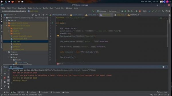 Untitled Vulkan Game Engine + logging library + linux support