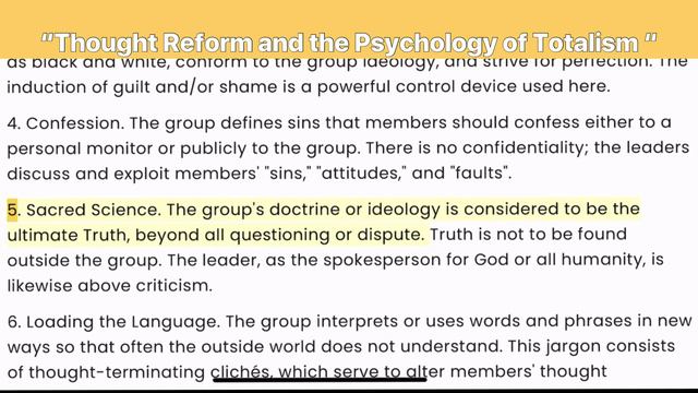 Eight Criteria for Thought Reform смотреть онлайн