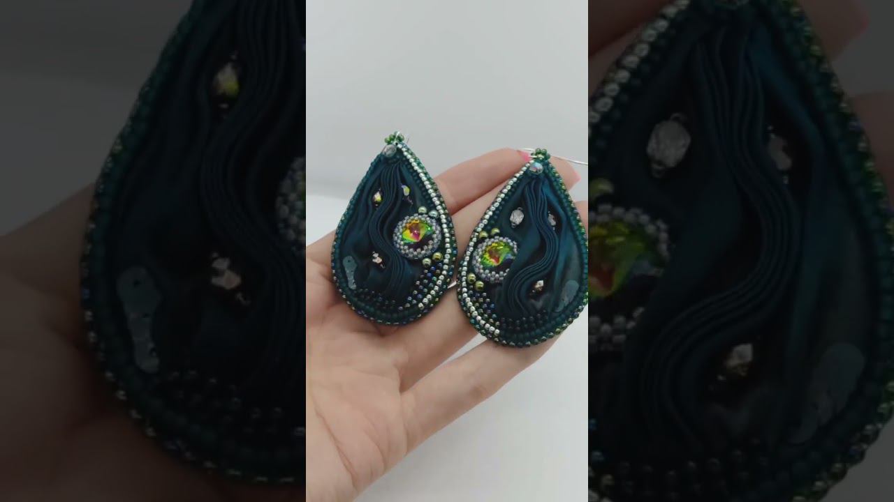 Серьги капли Изумрудные с лентой шибори для Татьяны смотреть онлайн