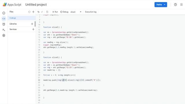 Google Apps Script Slice Method