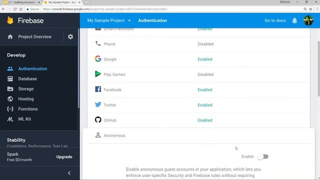 How to enable Anonymous Sign-In in a Firebase App смотреть онлайн