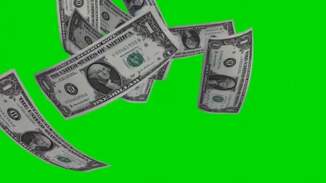 Падающие деньги на зеленом фоне GreenScreen