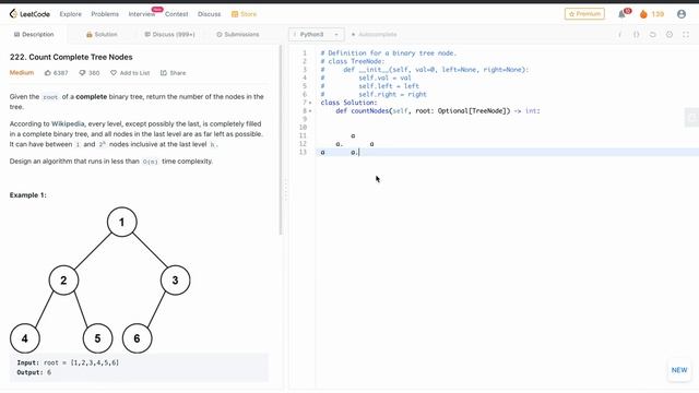LC222. Count Complete Tree Nodes | Python смотреть онлайн