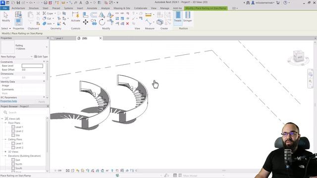 Stringer as Railing in Revit Tutorial смотреть онлайн