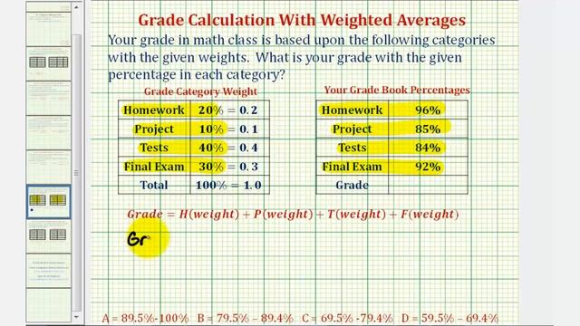 Ex: Find a Course Percentage and Grade Using a Weighted Average смотреть онлайн