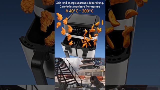 Proficook® doppel-heißluftfritteuse 9 liter | xxl heißluftfritteuse doppelkammer | frittieren mit h смотреть онлайн