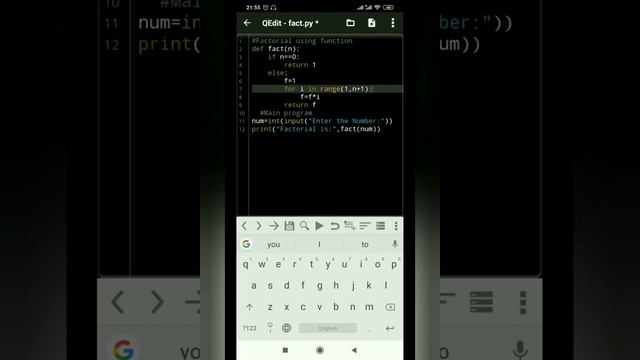 Factorial of a number using functions in Python смотреть онлайн