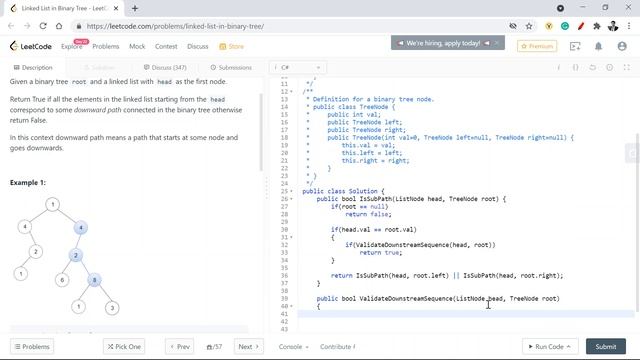 Linked List in Binary Tree | LeetCode 1367 смотреть онлайн