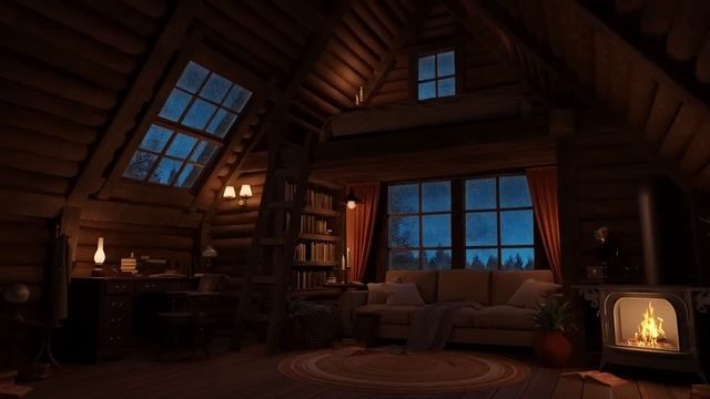 Cozy Mountain Cabin With Gentle Rain Sounds And Fireplace - 8 Hours Of Relaxation, Study And Sleep