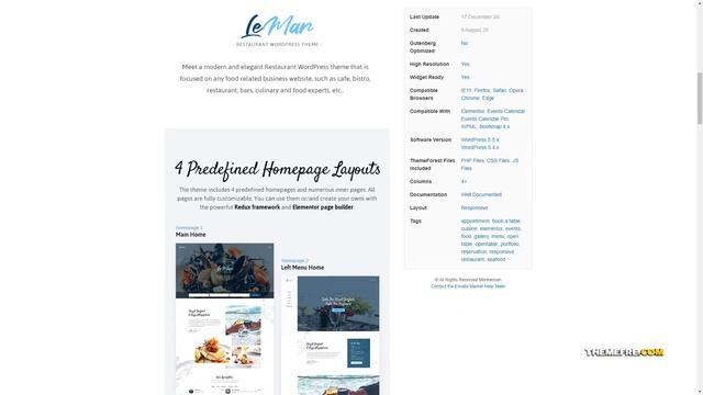 LeMar - Seafood Restaurant WordPress Theme book a table elementor Website Builder смотреть онлайн