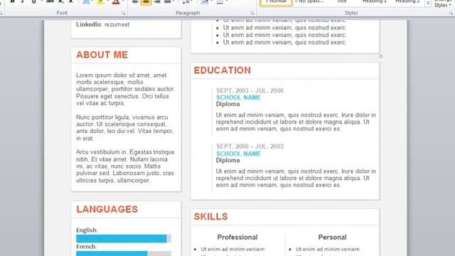 Free professional resume template for Microsoft Word #2 смотреть онлайн