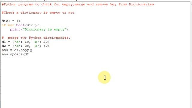 Python program to check for empty ,merge and remove key from Dictionaries смотреть онлайн