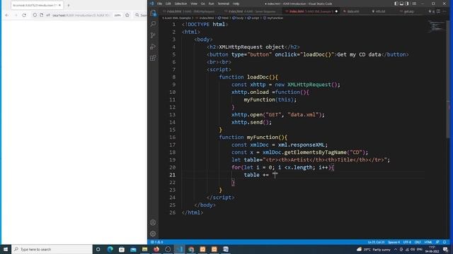 JavaScript AJAX XML Example смотреть онлайн