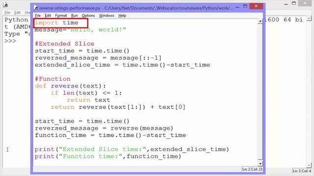Performance of two different methods for reversing strings in Python смотреть онлайн