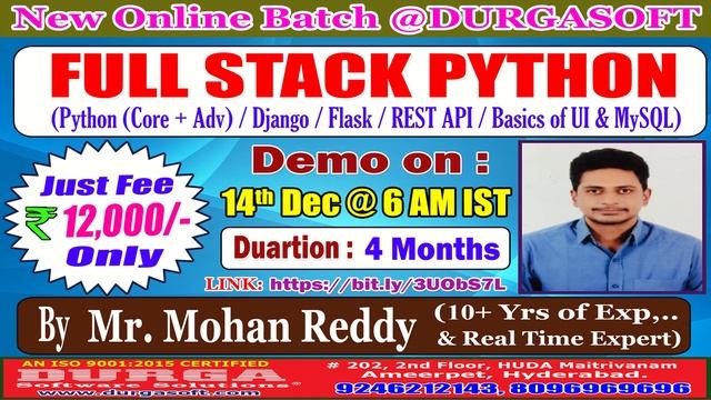 FULL STACK PYTHON Online Training @ DURGASOFT смотреть онлайн