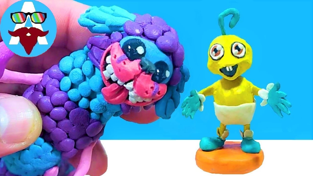 ЛЕПКА МОПСА - ГУСЕНИЦЫ И МАЛЫША ДЛИННЫЕ НОГИ | Poppy PlayTime Часть 2 | AVIPI лепка из пластилина смотреть онлайн