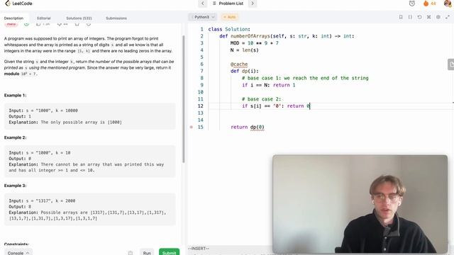 Restore the Array - LeetCode 1416 - Python Solution смотреть онлайн