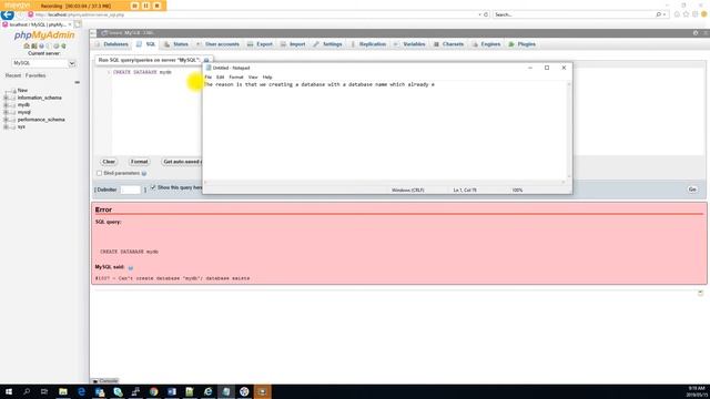 1007 Cant Create Database Database Exists Mysql