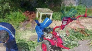 Видео обзор универсальной приставки для измельчения веток и травы " Ур"