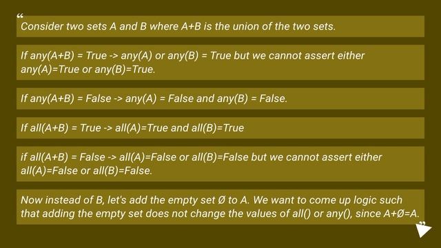 Why Python built in "all" function returns True for empty iterables? смотреть онлайн