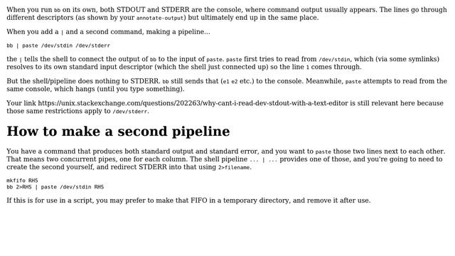 Unix & Linux: Why can't `paste` print stdin next to stderr? (3 Solutions!!) смотреть онлайн