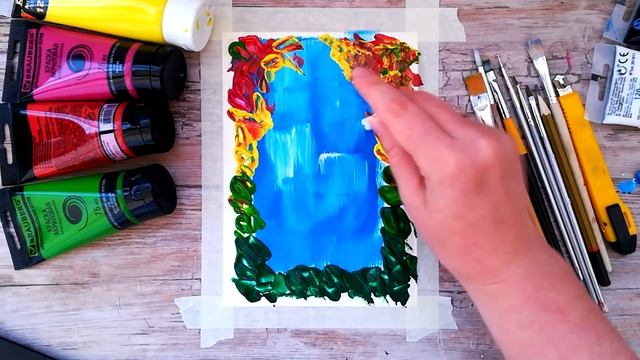 Как нарисовать ОСЕННИЙ ВОДОПАД акрилом | Осенний пейзаж | Золотая осень | Урок рисования смотреть онлайн