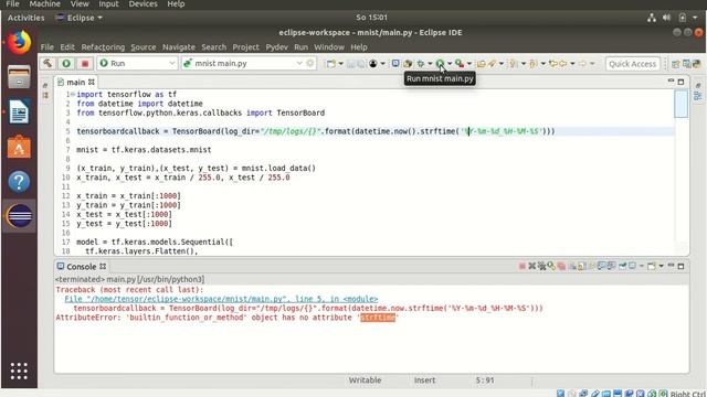 tensorflow tf.keras mnist tensorboard callback pydev eclipse смотреть онлайн