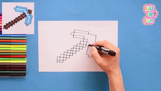 How to draw Minecraft Diamond Pickaxe смотреть онлайн