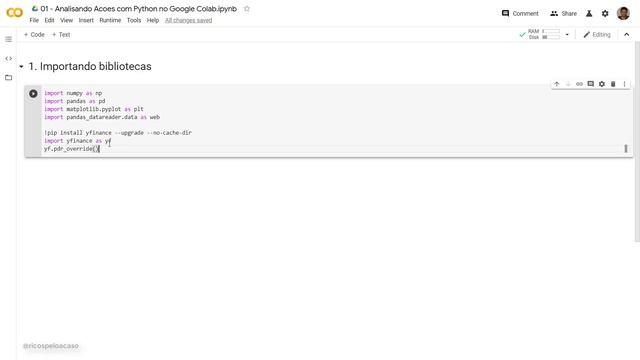 PYTHON PARA INVESTIMENTOS #1: cotações do Yahoo Finance com GOOGLE COLAB | Finanças e Programação смотреть онлайн