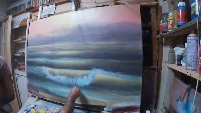 Морской пейзаж . Флюр-активная живопись . Blacklight Art. смотреть онлайн