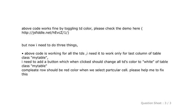 HTML : changing all td color onclick for a particular table смотреть онлайн