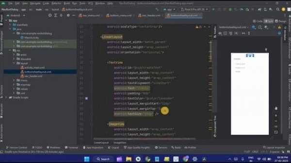 Navigation Drawer + Bottom Navigation + Bottom Sheet Dialog in Android Studio | All in one app | UI