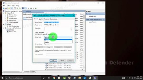 Windows 10 Home : How to disable or enable AMD Crash Defender Service