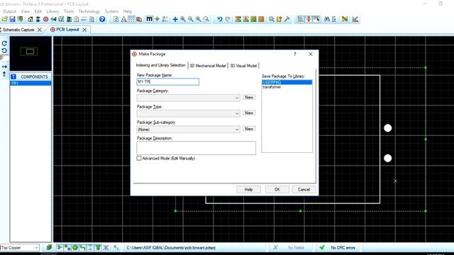 Proteus Transformer package making for beginners PCB смотреть онлайн