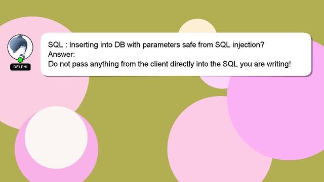 SQL : Inserting into DB with parameters safe from SQL injection? смотреть онлайн