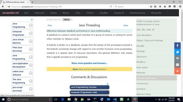 Difference between deadlock and livelock in Java multithreading.
| javapedia.net смотреть онлайн