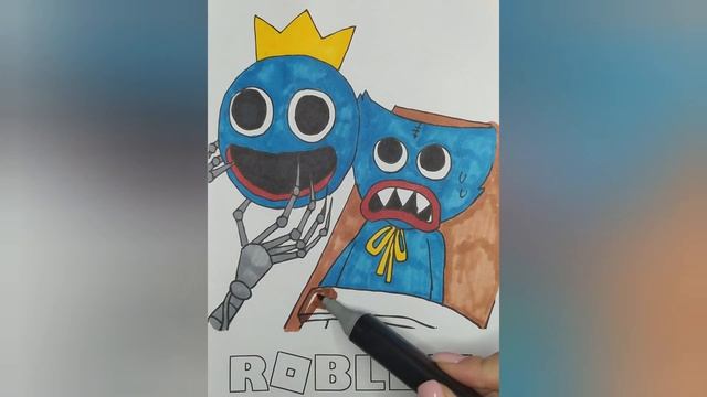 Huggy Wuggy - Rainbow Friends Roblox coloring pages смотреть онлайн
