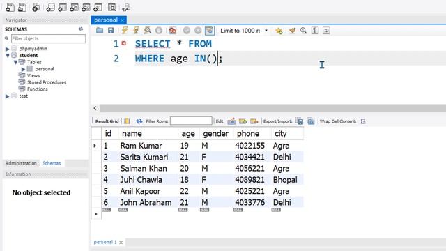 MySQL IN Operator Tutorial in Hindi / Urdu смотреть онлайн