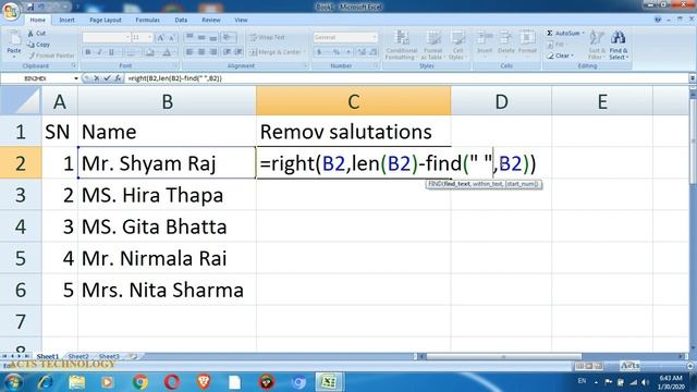 How To Remove Salutations Ms. Mrs. From Names Cells In Excel? смотреть онлайн