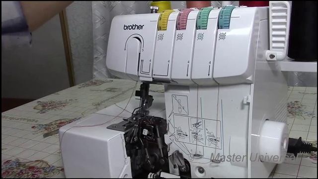 Заправка ниток в оверлок Brother 1034D.Часть1.Видео №23. смотреть онлайн