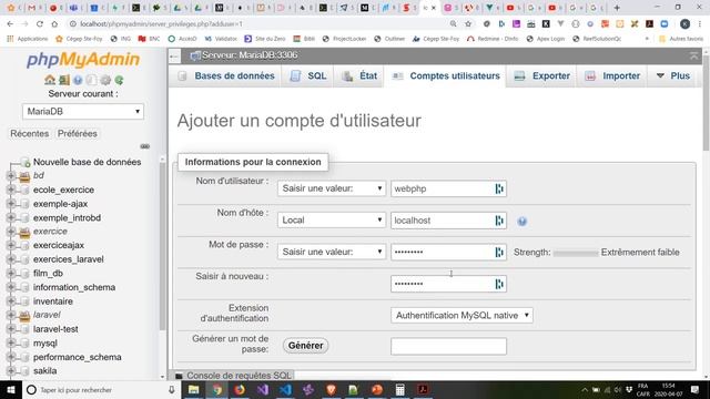 Tutoriel - Créer un user dans phpMyAdmin смотреть онлайн