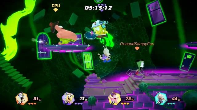 Nickelodeon all star brawl Zim vs SpongeBob vs Patrick vs Rocko♣️ смотреть онлайн