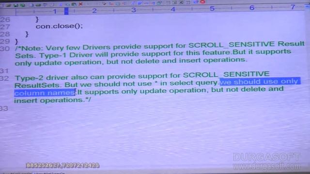 JDBC-158 || Reflecting Database updations by using SCROLL SENSITIVE ResultSet Type-1,2 & 4 Drivers смотреть онлайн