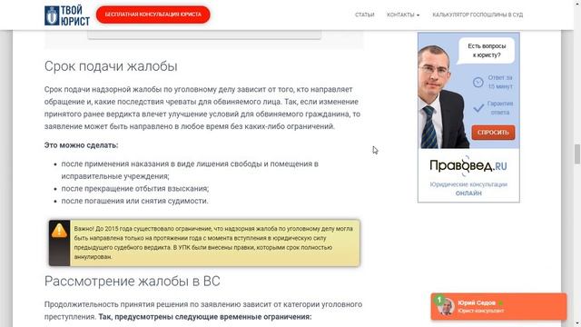 Надзорная жалоба по уголовному делу - сроки рассмотрения, правила подачи смотреть онлайн