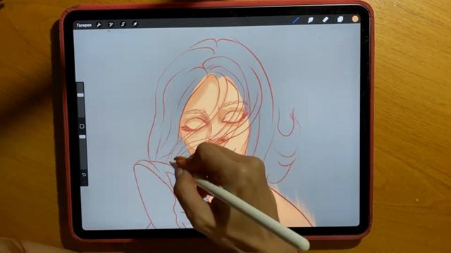 Пошаговый SKETCH/Скетч ДЕВУШКА и КОСАТКА в программе procreate смотреть онлайн