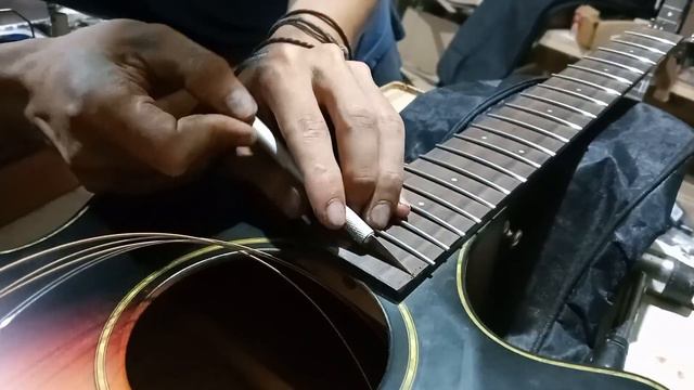how to Repair, refret, restring, upgrade, setting up acoustic guitar // Cort SFX E-3TSS смотреть онлайн